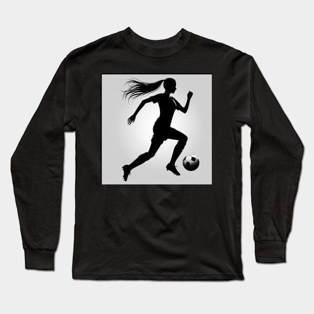Soccer player running with ball Long Sleeve T-Shirt by Print Forge